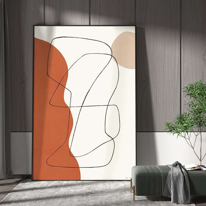 现代轻奢客厅玄关色块线条北欧简约创意装饰画  背景墙壁竖版挂画图片