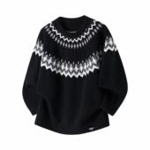 罗宾汉男士 高品复古重磅费尔岛提花圆领针织衫 男女宽松打底毛衣