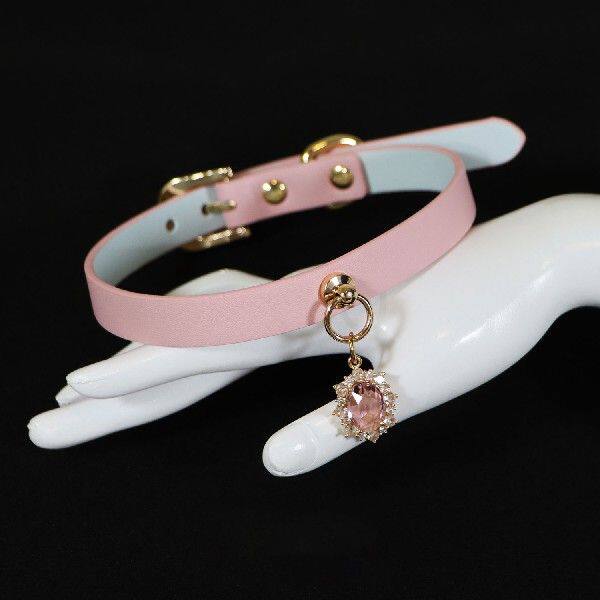 宝石项圈女m皮质choker复古颈环puppy小狗链k8k9牵引绳玩具情侣