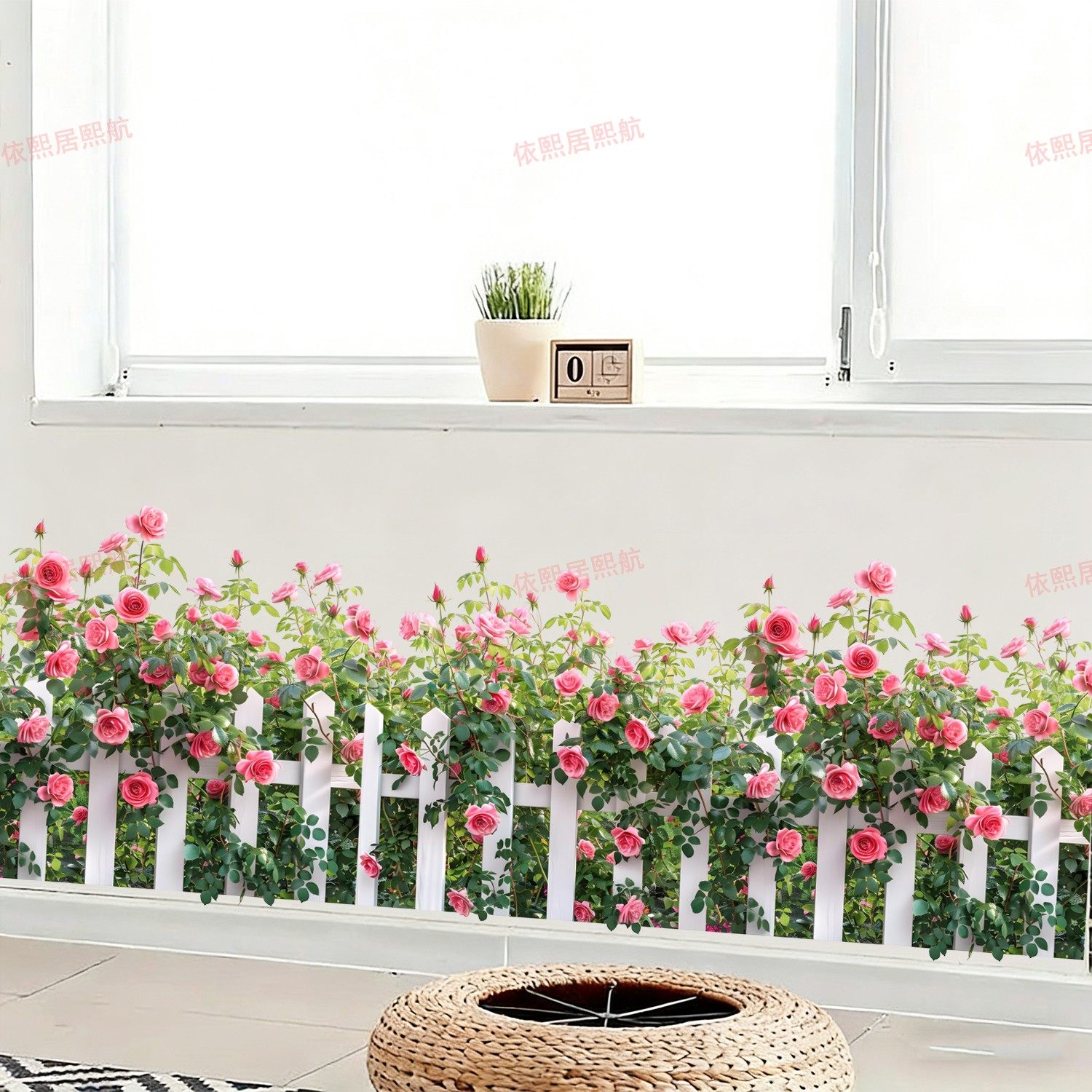 蔷薇花地脚线装饰卧室墙角墙上遮丑贴画客厅玄关墙贴纸踢脚线自粘,家居饰品,文化墙贴,淘宝优惠券,粉丝福利购,淘宝优惠卷
