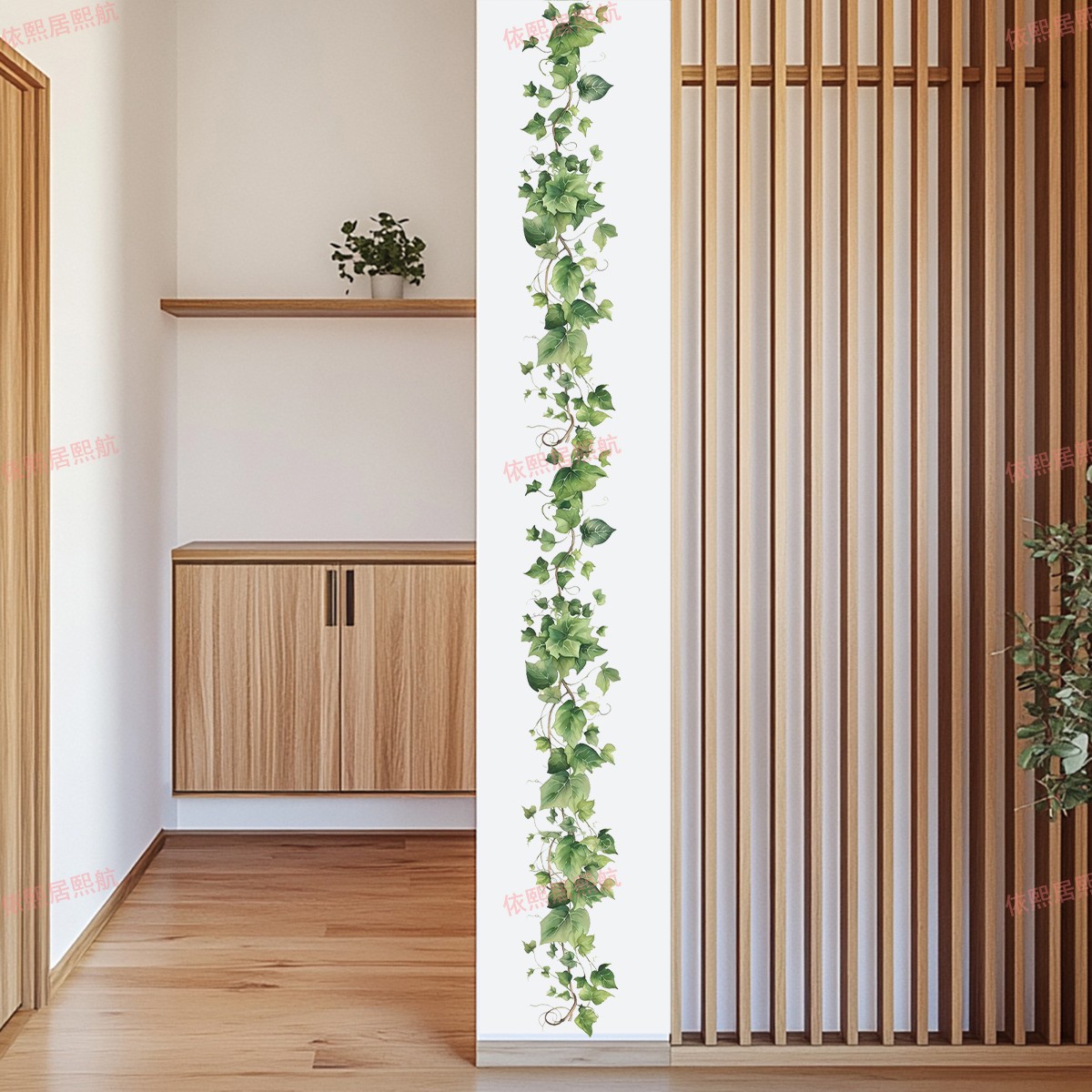 窗边布置墙贴纸清新绿色植物叶子藤蔓墙角遮瑕装饰防水可移除自粘