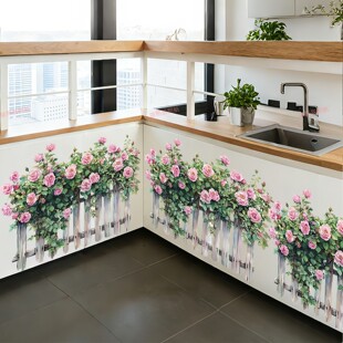 栅栏蔷薇花踢脚线墙贴卧室墙角装 饰遮瑕客厅玄关家居布置贴画自粘