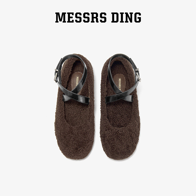 MD女鞋·冬宜·秋冬新款复古毛毛玛丽珍鞋女平底单鞋绑带芭蕾舞鞋,女鞋,玛丽珍鞋,淘宝优惠券,粉丝福利购,淘宝优惠卷