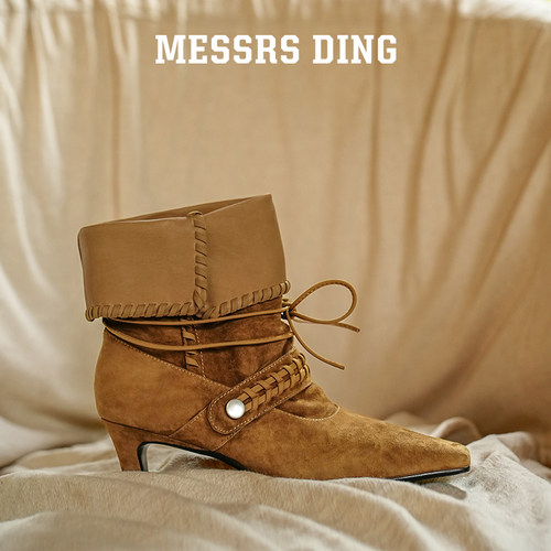 MESSRSDING中跟西部靴翻盖短靴女