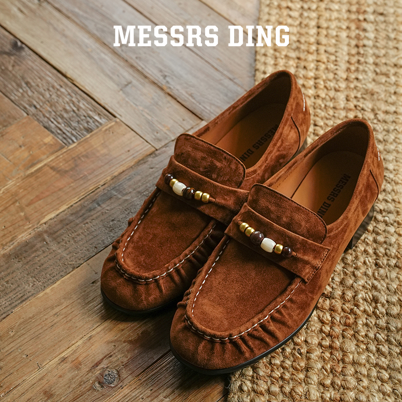 MESSRSDING串珠乐福鞋低跟单鞋女