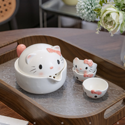 KT猫可爱陶瓷便携旅行茶具套装