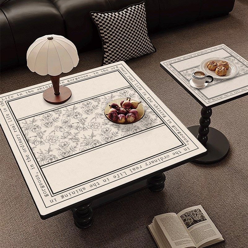 轻奢高级感沙发茶几桌垫正方形方桌防水防油防烫防滑pvc皮革桌布,居家布艺,桌布,淘宝优惠券,粉丝福利购,淘宝优惠卷