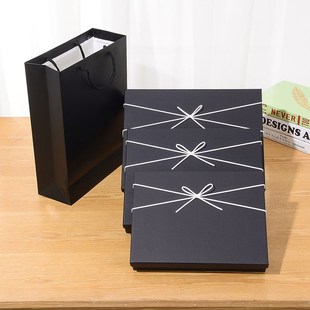 长方形礼品盒子衣服简约生日礼物包装盒男黑色伴手礼盒定制印logo