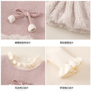 女童套装秋冬季2024新款洋气宝宝冬装加厚加绒儿童裤子裙子三件套