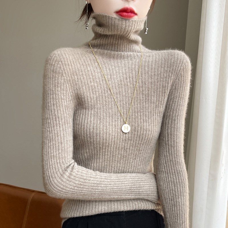 一线成衣高领毛衣女秋冬内搭修身加厚保暖2024新款紧身针织打底衫
