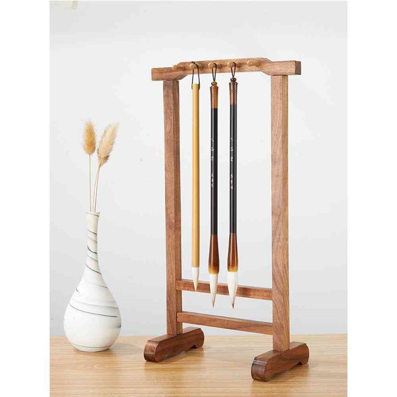黄花梨木笔架10针毛笔架挂架新中式简约笔挂书房摆件
