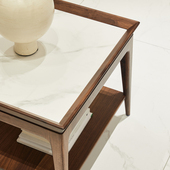 意式 极简北美黑胡桃木小方几实木岩板边几方形边桌沙发角几中间几