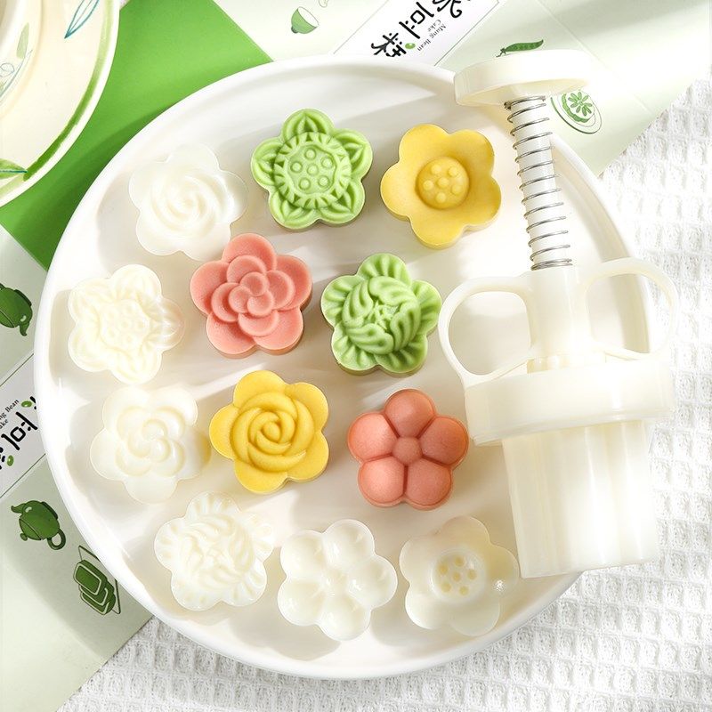 25克立体五瓣花30g绿豆糕模具压花按压50g冰皮月饼糕点食品磨具新