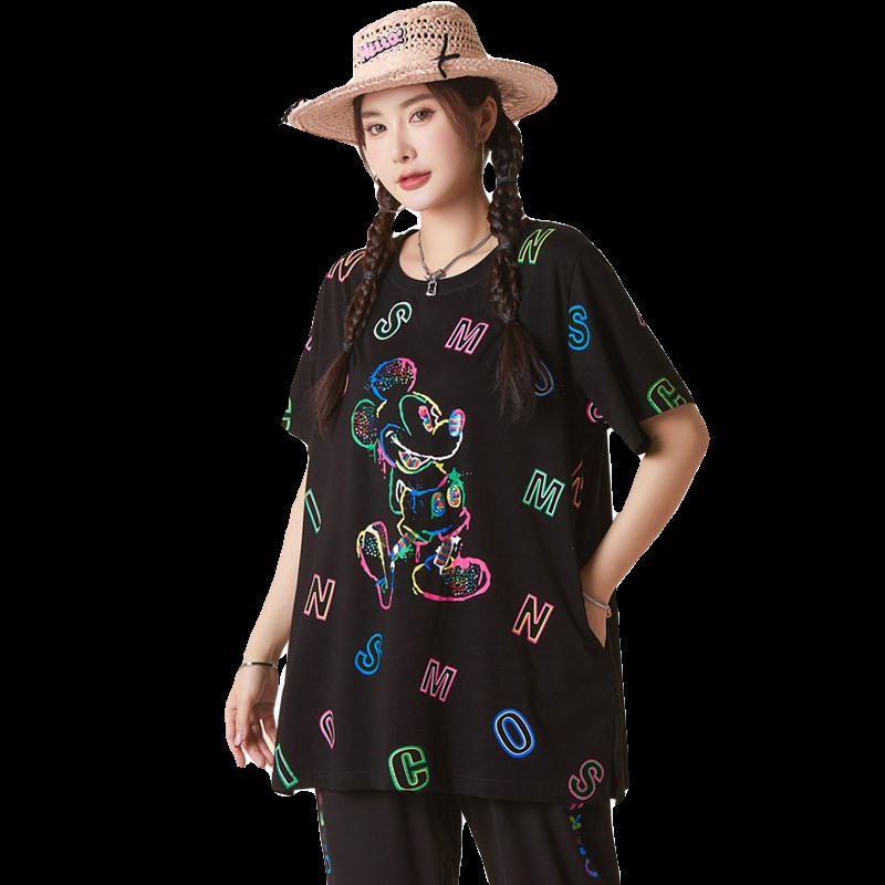 大码女装2025夏装新款230斤胖妹妹宽松显瘦中长洋气时尚短袖T恤衫