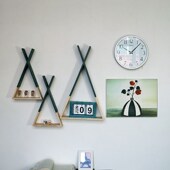 创意墙上置物架北欧实木免打孔墙壁挂客厅电视背景墙柜墙面装 饰架