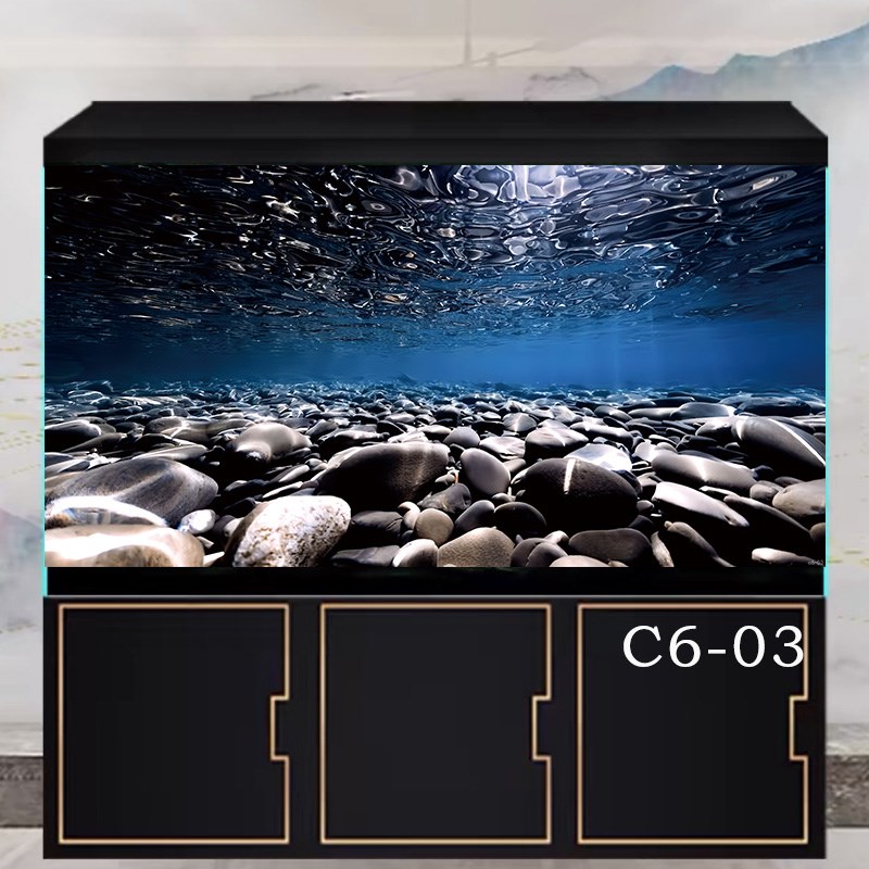 新款鱼缸背景贴纸背景画正面带胶高清易贴尺寸定制水族造景