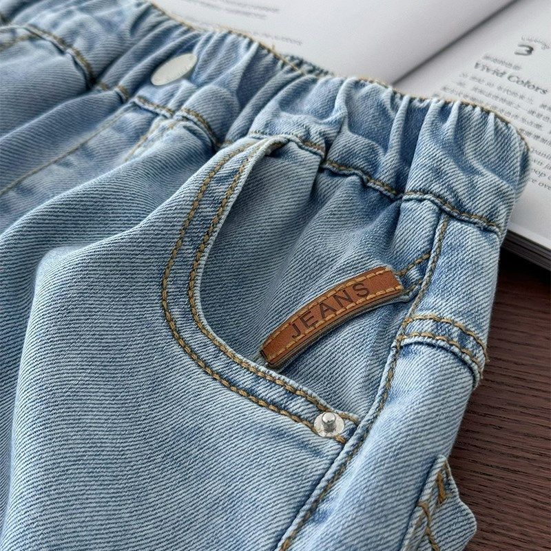 柔软弹力男童浅蓝色牛仔裤中大童春夏季薄裤子直筒锥形裤休闲长裤