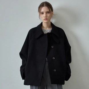ROW 小众极简短款羊毛外套女2024秋冬季新款高级感小个子毛呢大衣