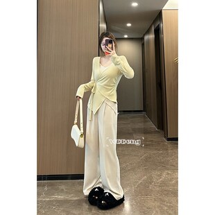 王等等微胖定制知秋2024春秋新款时尚显瘦设计感高腰休闲西装长裤