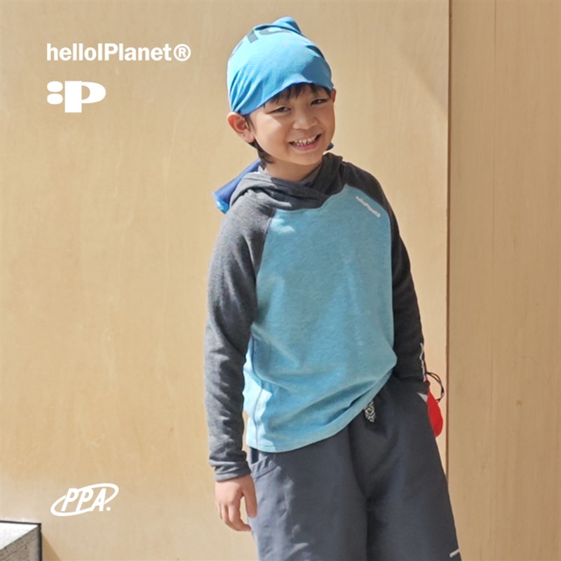 现ppapa 连帽插肩撞色拼接拼色儿童长袖打底衫中大童 1013036