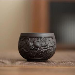 高档紫砂祥龙主人杯品茗杯陶瓷功夫茶具家用办公室泡茶盏单杯