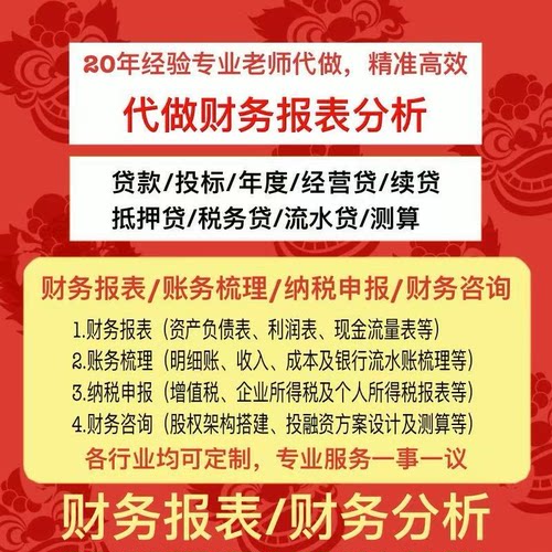 企业财务咨询财务报表分析会计做账财务分析财务预算乱账整理申报