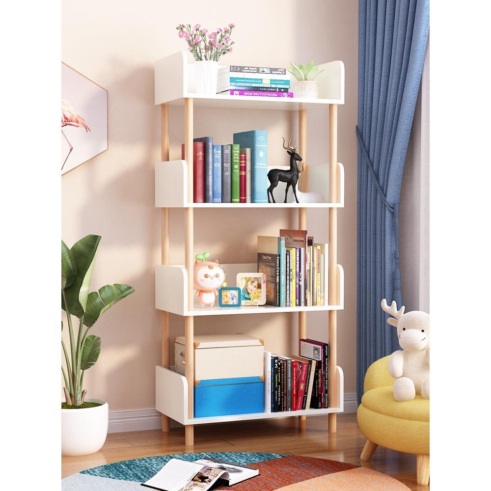 简易儿童书架置物架多层客厅落地靠墙家用实木小型书柜简约现代