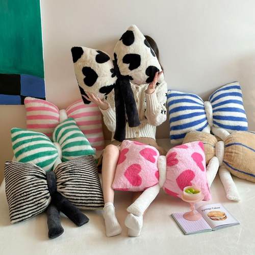 兔兔绒蝴蝶结抱枕玩偶公仔家居沙发靠枕客厅卧室汽车靠垫抱枕含芯