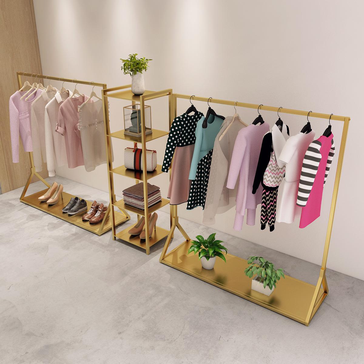 品质款服装店展示架落地女装挂衣架铁艺服装中岛架童装货架