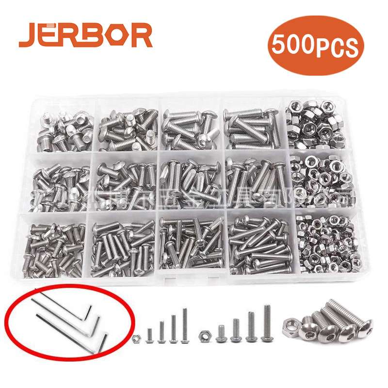 500PCS 不锈钢内六角圆头螺钉蘑菇头半圆头螺丝螺钉+三个扳手厂家