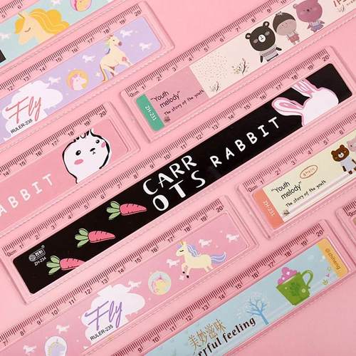 可爱入油流沙尺子格尺小学生专用透明直尺卡通20cm波浪儿童少女心