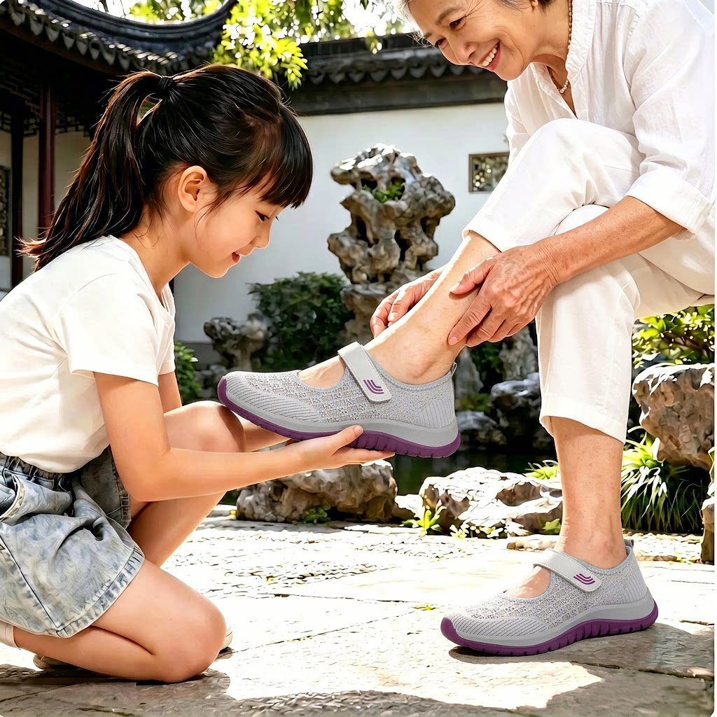 夏季妈妈透气防滑软底健步凉鞋