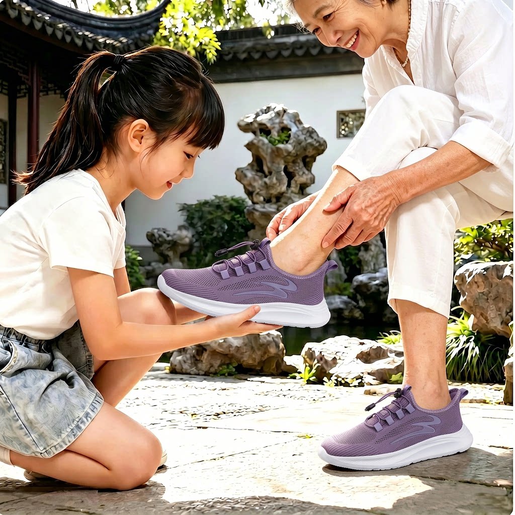 夏季网面透气软底轻便妈妈健步鞋