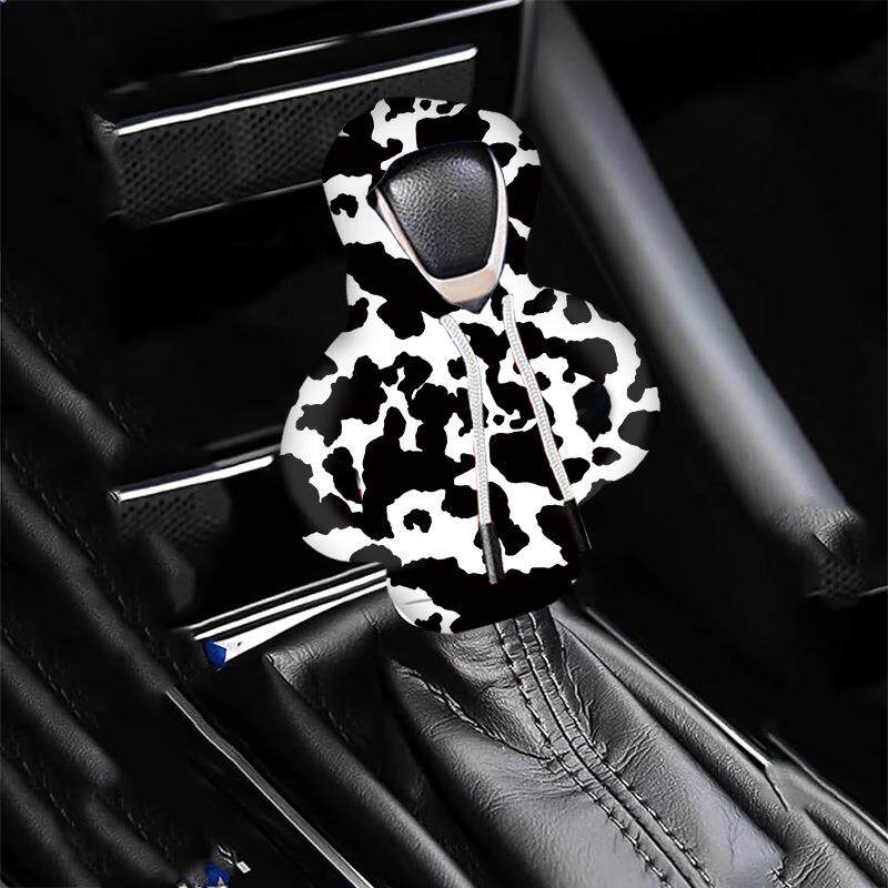 跨境创意设计汽车档把套豹纹牛奶款小卫衣汽车档位套汽车用品车内