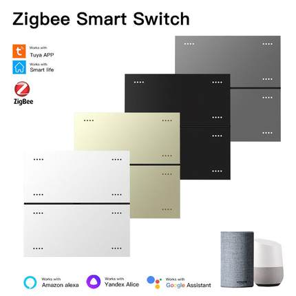 外贸涂鸦APP智能控制zigbee智能网红8键开关Google语音智能家居灯