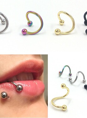 亚马逊欧美不锈钢S型耳钉彩色鼻钉异型钛钢唇钉身体穿刺饰品
