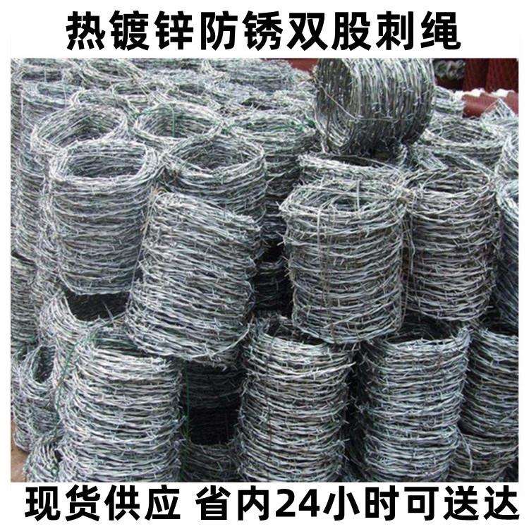 现货钢丝刺绳镀锌刺丝围墙防爬带刺铁线铁蒺藜防盗刺户外防锈围栏