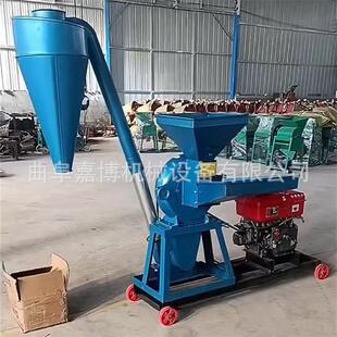 双料斗带蒜秆三七磨粉机 10马力柴油带动 甘草辣椒不锈钢粉碎机