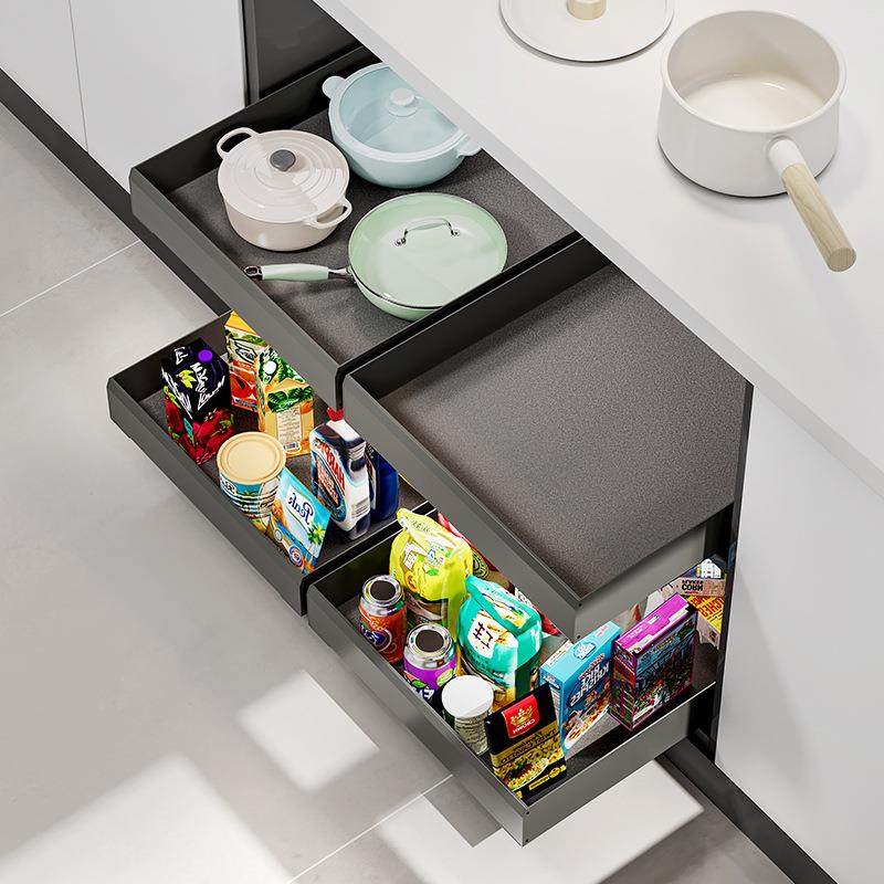橱柜拉篮抽屉式免打孔底部抽拉滑轨收纳厨房柜内碗碟盘调料置物架,厨房/烹饪用具,抹布架/厨房清洁收纳架,淘宝优惠券,粉丝福利购,淘宝优惠卷