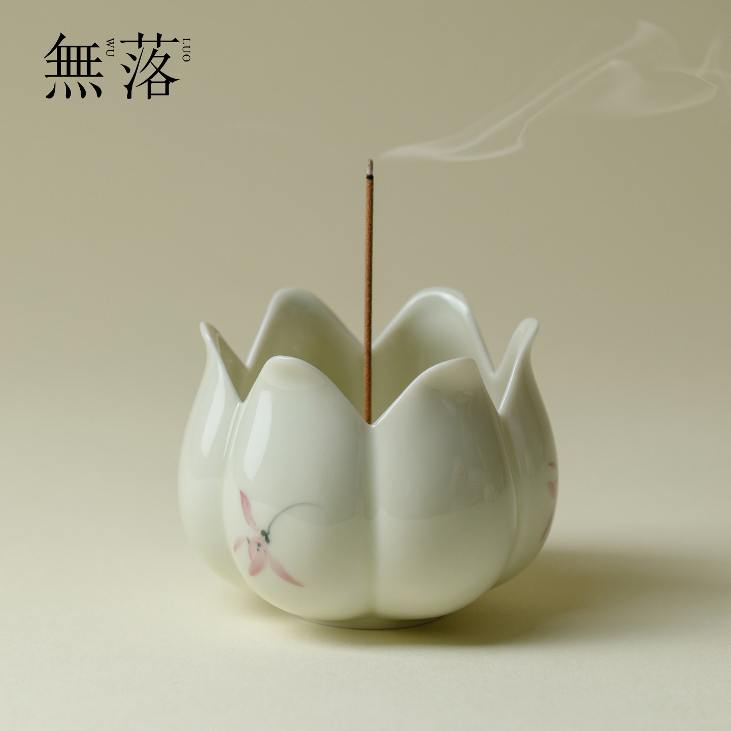 无落纯手绘粉兰花陶瓷小香炉摆件线香家用室内香插功夫茶道零配件,餐饮具,茶道/香炉,淘宝优惠券,粉丝福利购,淘宝优惠卷