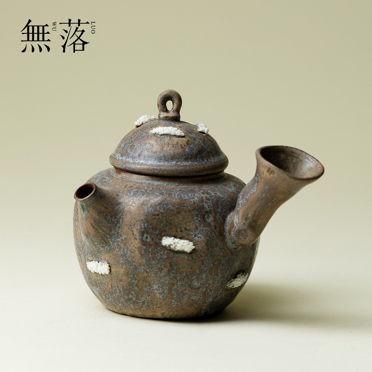 无落日式粗陶手工陶艺南蛮侧把壶手工雕刻复古风功夫茶具泡茶壶