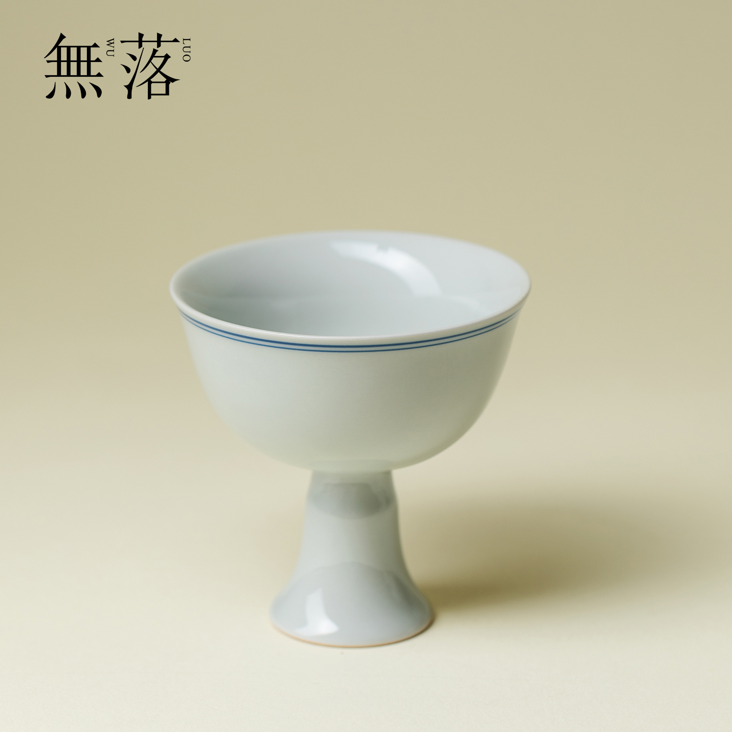 无落手绘双线茶杯高端家用