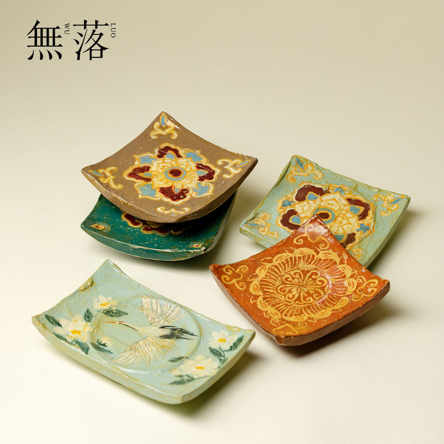 山几由 大漆莳绘杯垫中式景德镇小众陶瓷茶杯托创意手绘功夫茶具