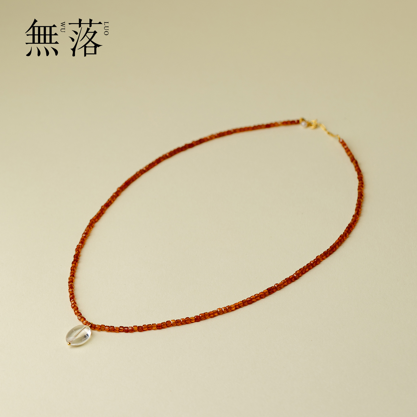 无落手工串珠红水晶项链