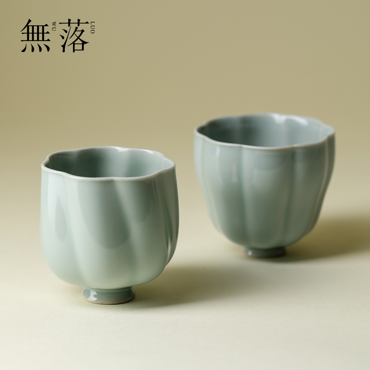 无落精致花口陶瓷茶杯家用简约开片可养主人杯女士专用个人品茗杯