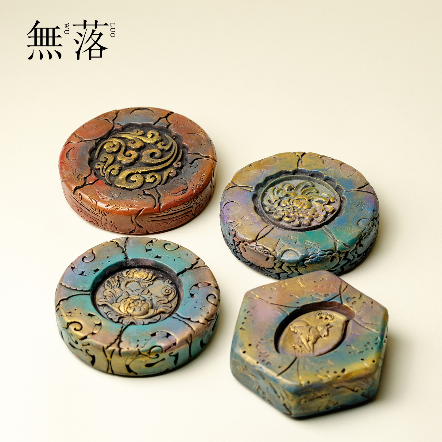 山几由 鎏金雕刻手工茶盖置景德镇小众陶瓷茶壶盖托创意手绘茶具