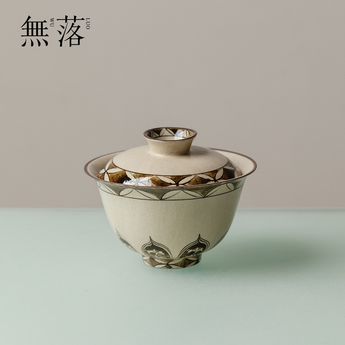 无落手绘磁州窑莲瓣薄胎福临盖碗中式复古陶瓷撇口泡茶碗功夫茶具