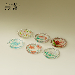 无落精致玻璃繁华似锦茶杯垫家用隔热透明茶杯托高颜值小清新配件