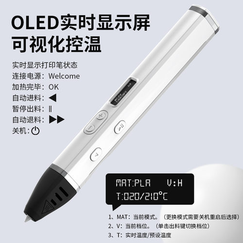 3D打印笔专业级高温数显屏2025新款学生儿童6-8岁以上比赛培训立体空中作图绘画PLA耗材涂鸦画画益智礼物首选