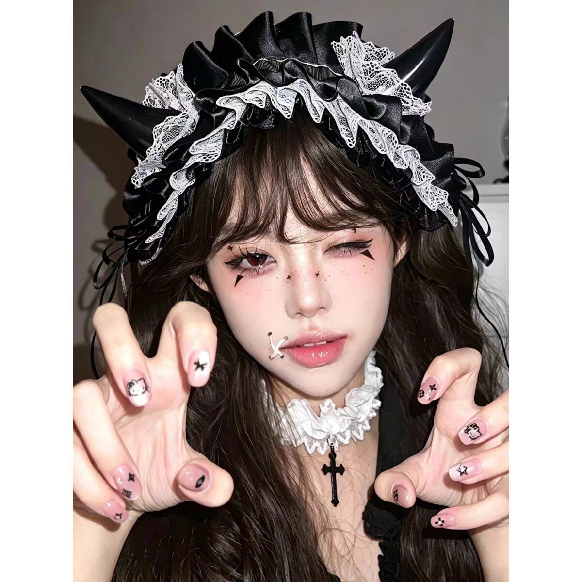 万圣节暗黑哥特恶魔角发带
